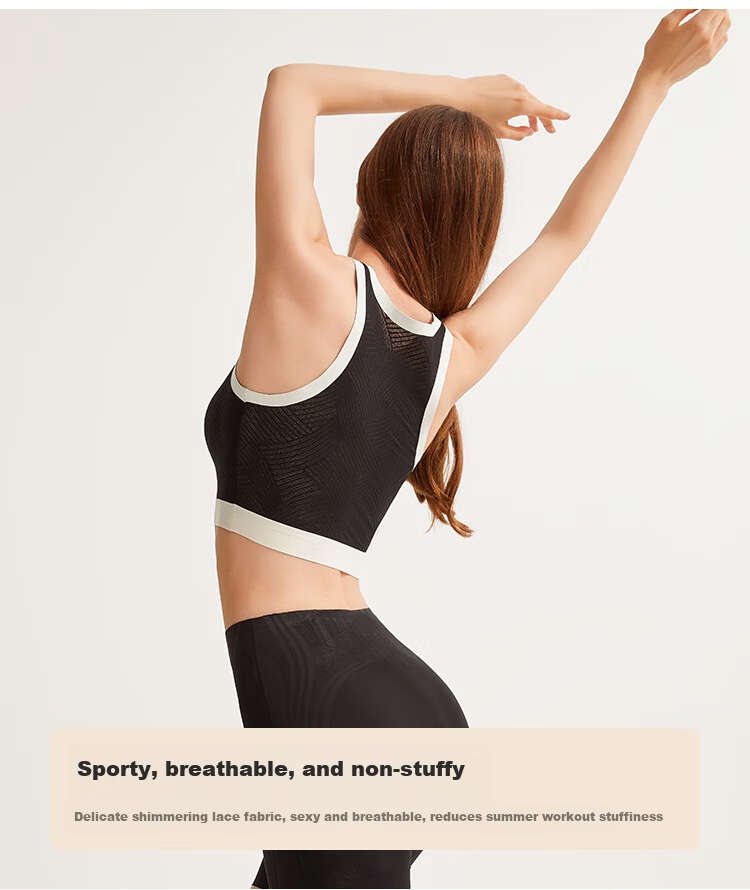 Dushiliren Short Lightweight Sports Beautiful Back Pull-Up Vest, Wireless Letter Bra for Women with Built-In Pads, Seamless 2V350A 5