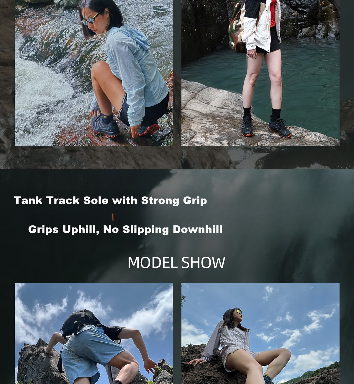 Outdoor Agent Waterproof Non-Slip Shock Absorption High Grip Hiking Mountaineering Shoes Men T52PRO Black Orange Size 35 8