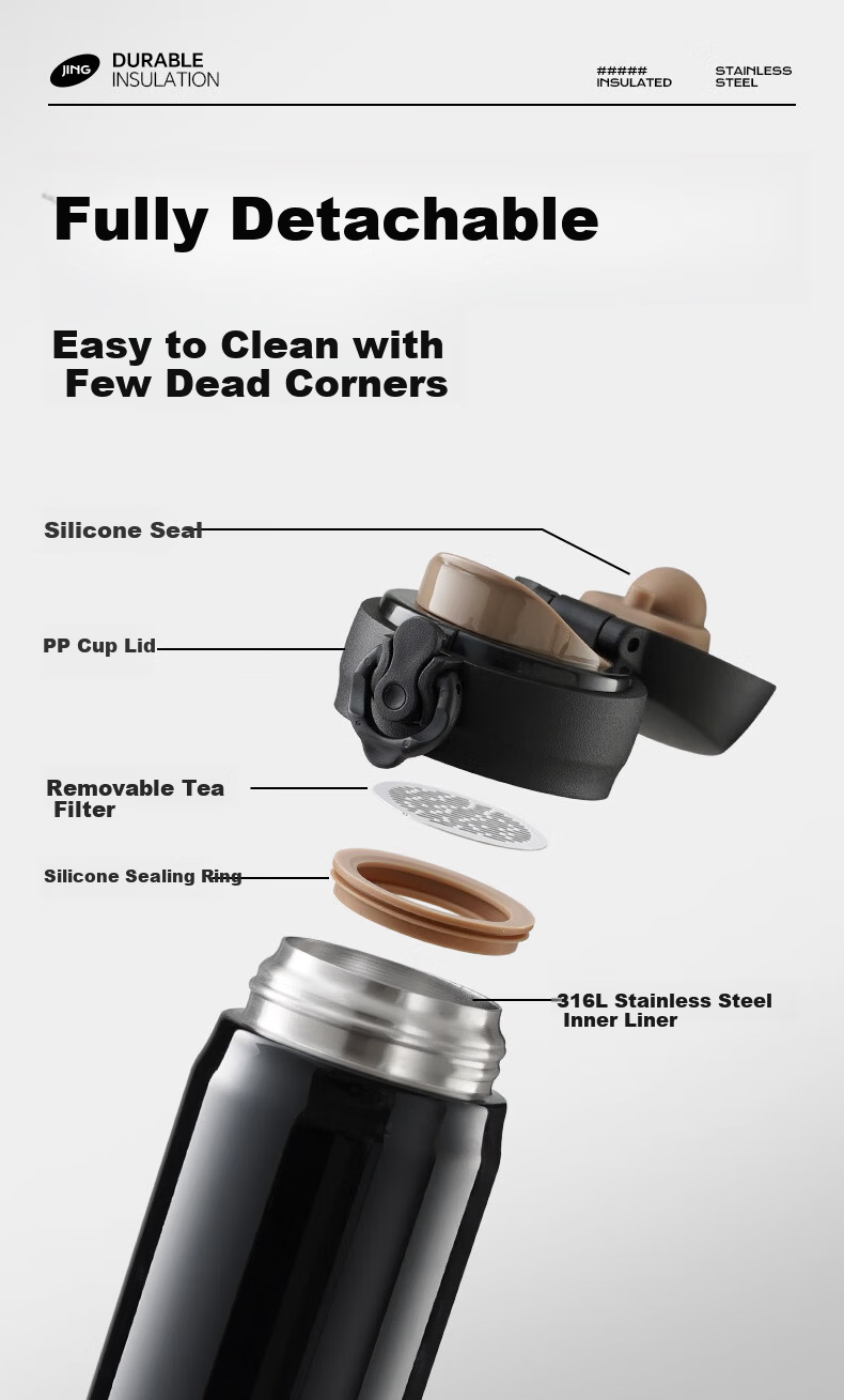 SUPOR Insulated Mug, 316L Stainless Steel Business Water Cup, Office And Car Tea Infuser Cup, Men's And Women's Pop-Up Lid Beverage Cup 10