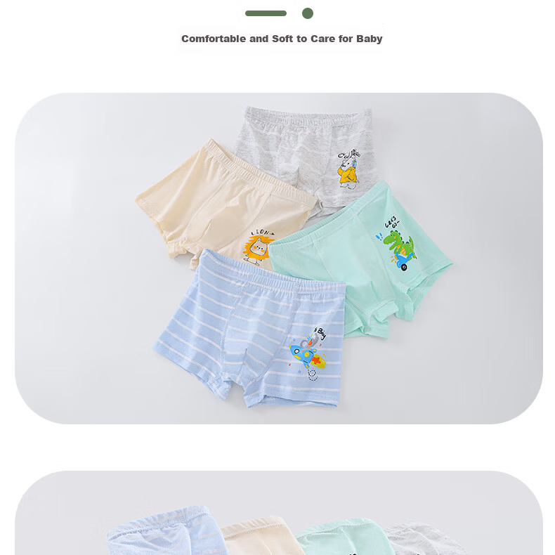 Freedom Series 100% Cotton Boys' Underwear Pure Cotton Class A Children's Boys' Full Cotton Boxer Shorts Mid to Large Boys' Trunks 9