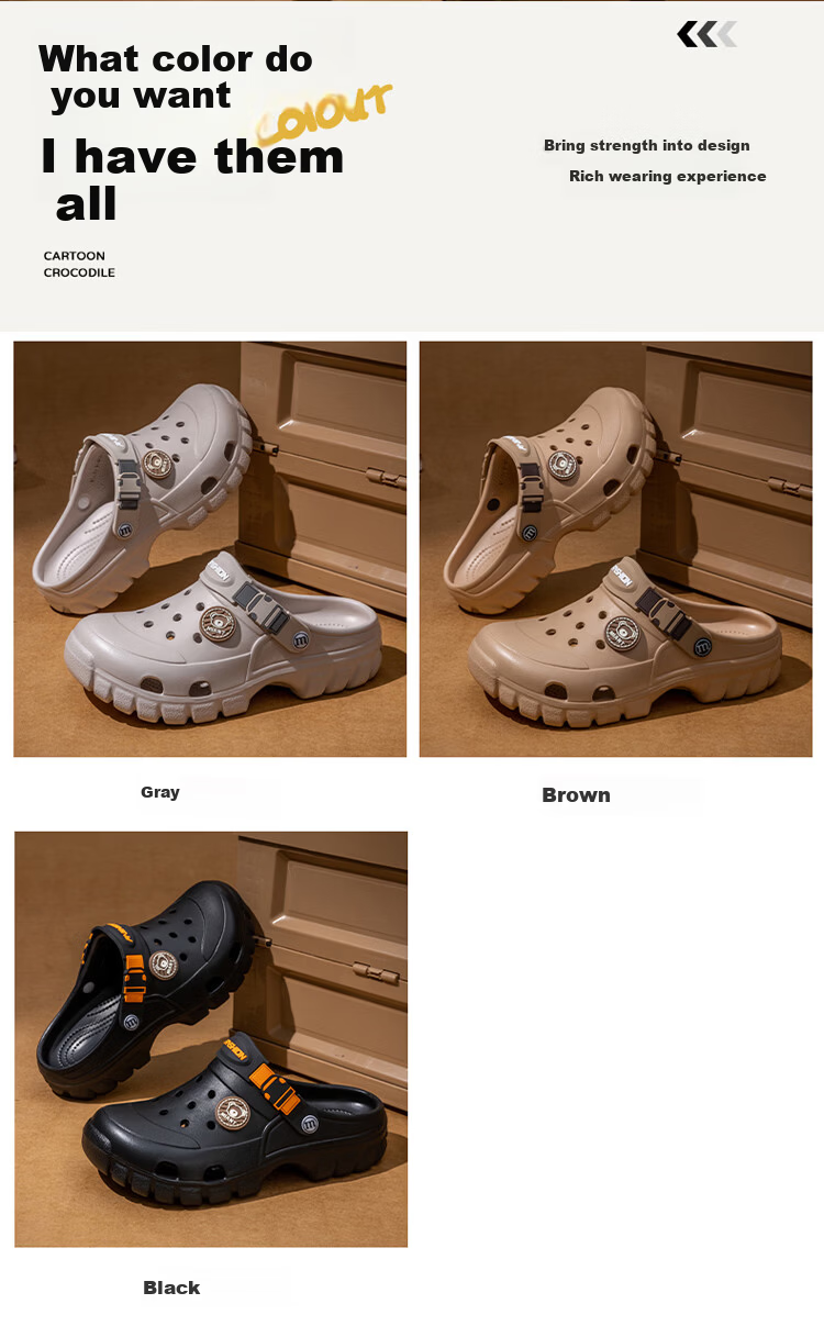 Darcy Mister Men's Summer Outdoor Breathable Holey Shoes Thick Sole EVA Closed-Toe Sandals 1