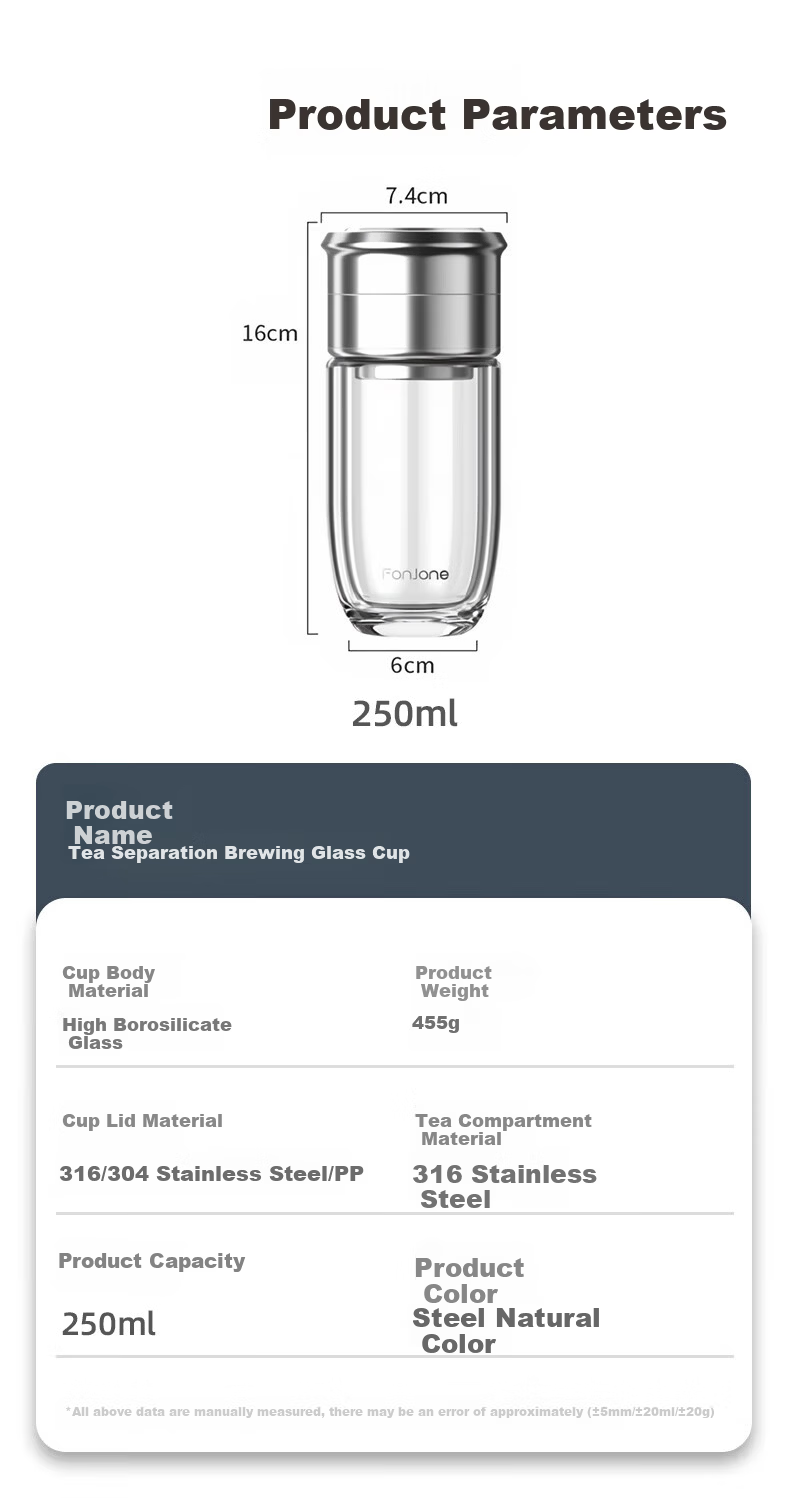 Mi Xiaoshu Tea Water Separation Cup Double-Layer High Borosilicate Glass Portable Small Capacity High-Temperature Resistant Mini Pocket Tea Infuser for Men and Women 2
