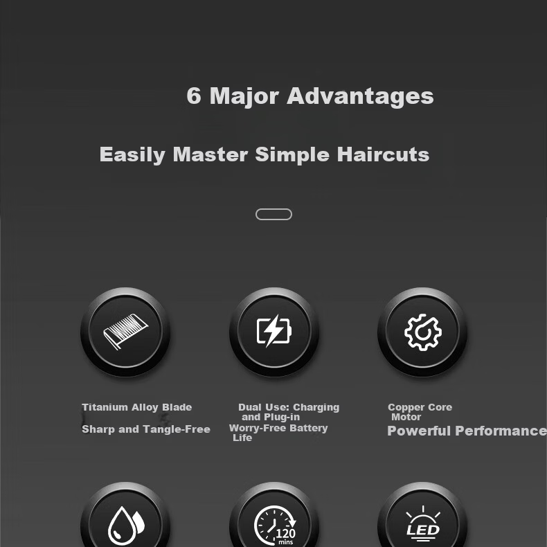 AUX Hair Clipper Electric Hair Trimmer Home Use Professional Haircut Kit for Adults, Children, and Babies Men's Electric Haircut Machine Complete Set Father's Day Gift 8