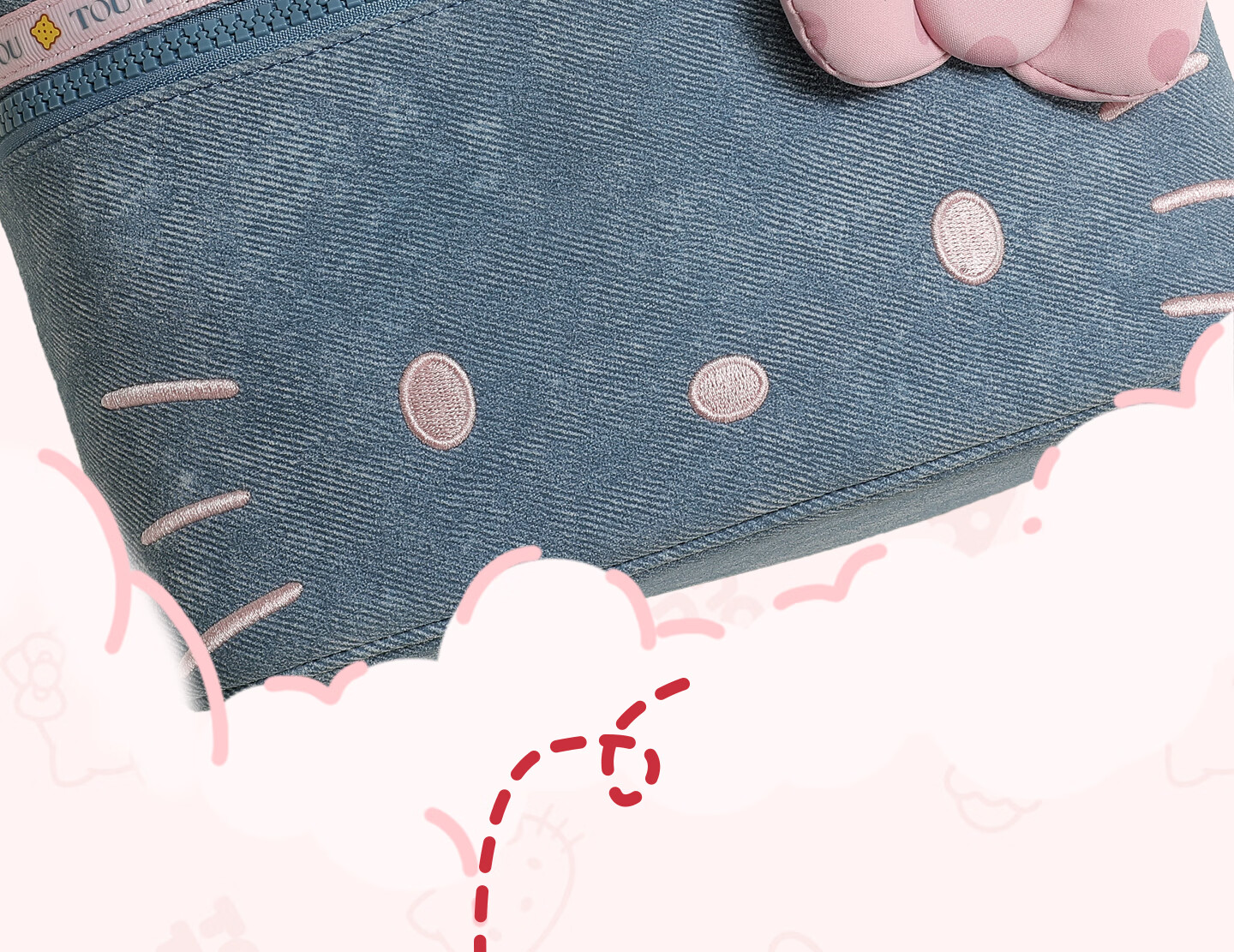 Toutou New Hello Kitty Denim Makeup Bag Storage Camera Bag Children's Day Birthday Gift for Girlfriend 7