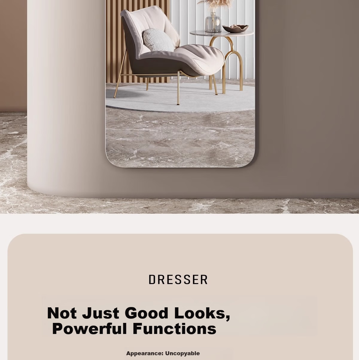 Millennium Huafu Self-Adhesive Wall Mirror Full-Length Bedroom Makeup Hanging Dressing Mirror 40*120cm 4
