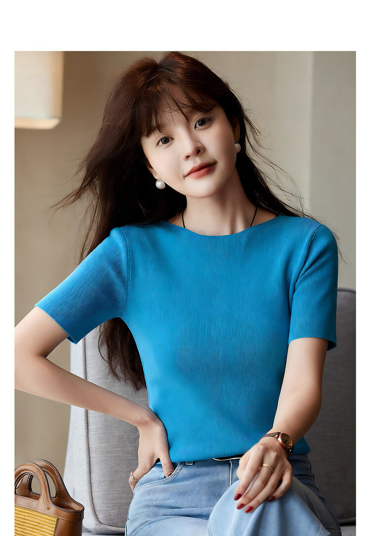 Mt Commuter Capsule Wardrobe Summer Minimalist Off-Shoulder Short Sleeve Knit Top Elegant Petite Women's Sweater 2