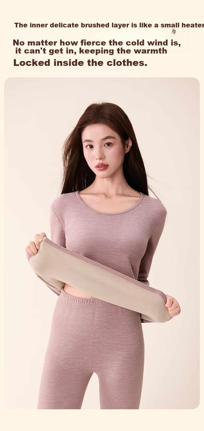 Fenteng Women's Thermal Underwear Set with Wool and Silk, 2025 New Long Sleeve Base Layer for Couples 10