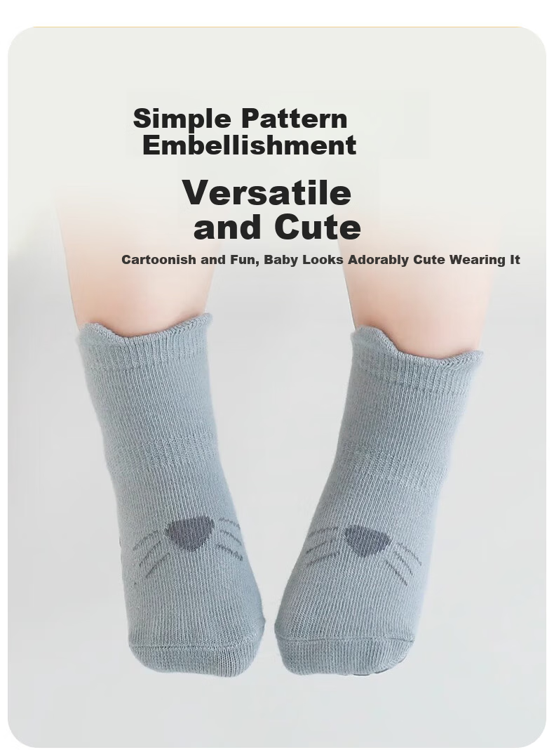 Aibaoshi Baby Socks for Spring And Autumn, Toddler Walking Floor Socks, Non-Slip Insulated Foot Covers, Children's Early Education Socks, Size L, 3 Pairs Pack, S725 7