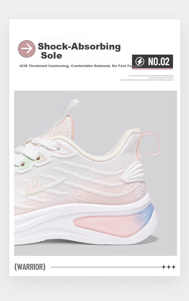 Warrior Official Women's Casual Shoes 2026 Summer Breathable Sports Shoes New High-Height Comfortable Running Shoes White Pink Size 39 8