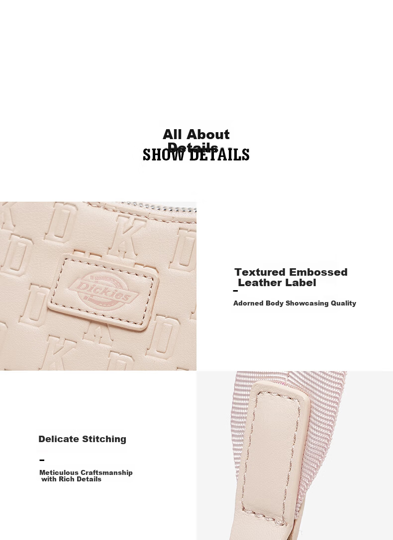 Dickies Women's Shoulder Bag Crossbody Bag Versatile Compact Monogram Print Handheld Underarm Bag Commuter Travel Small Bag Cream Almond White 12