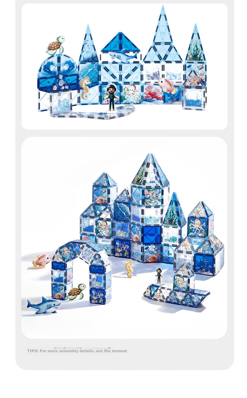 YEEHOO Children's Magnetic 4D Faceted Color Window Educational Toy Magnetic Building Blocks Puzzle for Ages 3-6 Birthday Gift 6