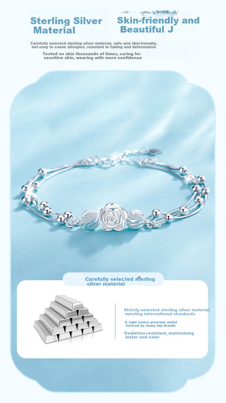 ALLOVE Three Lives Three Worlds Pure Silver Bracelet Women's 2026 New Birthday 520 Valentine's Day Gift for Girlfriend Wife 4