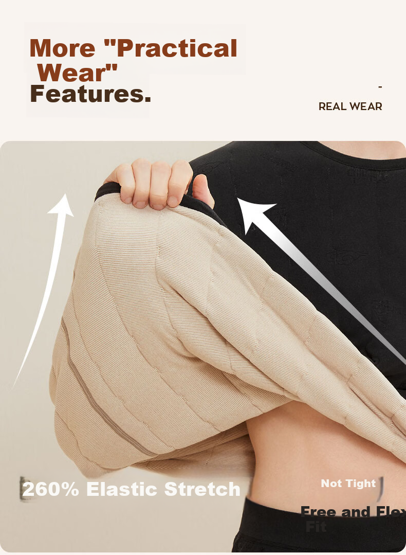 MiiOW 100% Wool Filled Men's Thermal Underwear Set Thickened Fleece Autumn Winter Warm Long Johns for Men and Couples 9