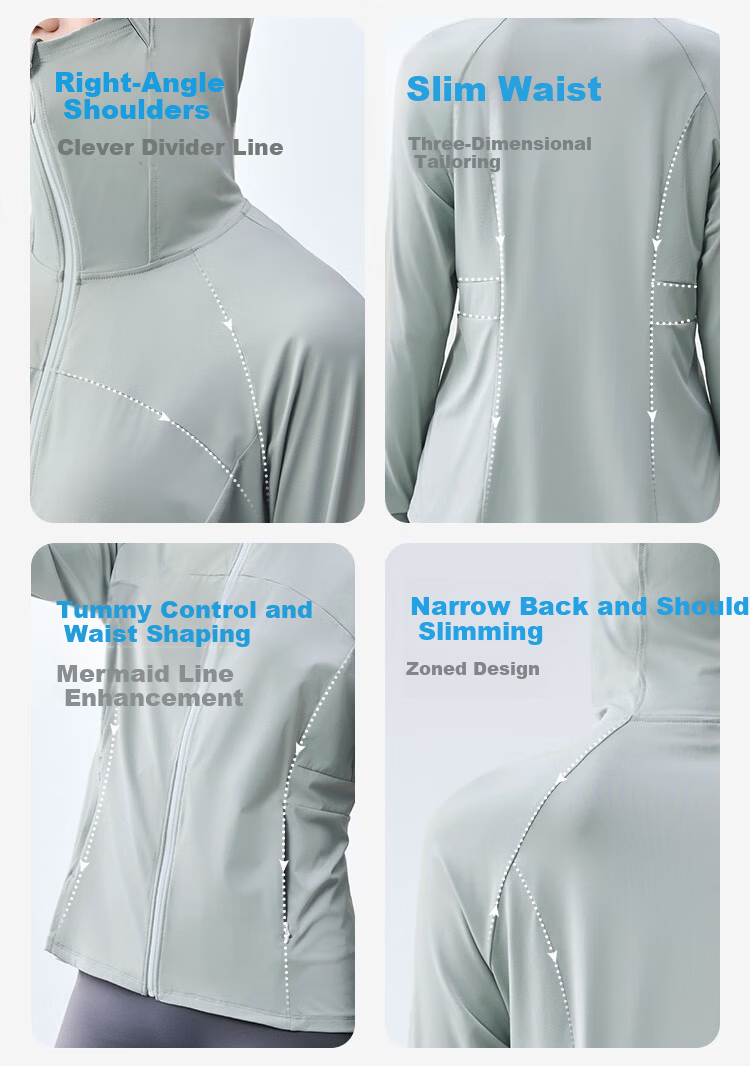 JD Jingzao Women's Slim Fit Waist Cooling UV Protection Sun Jacket Gray XS 3