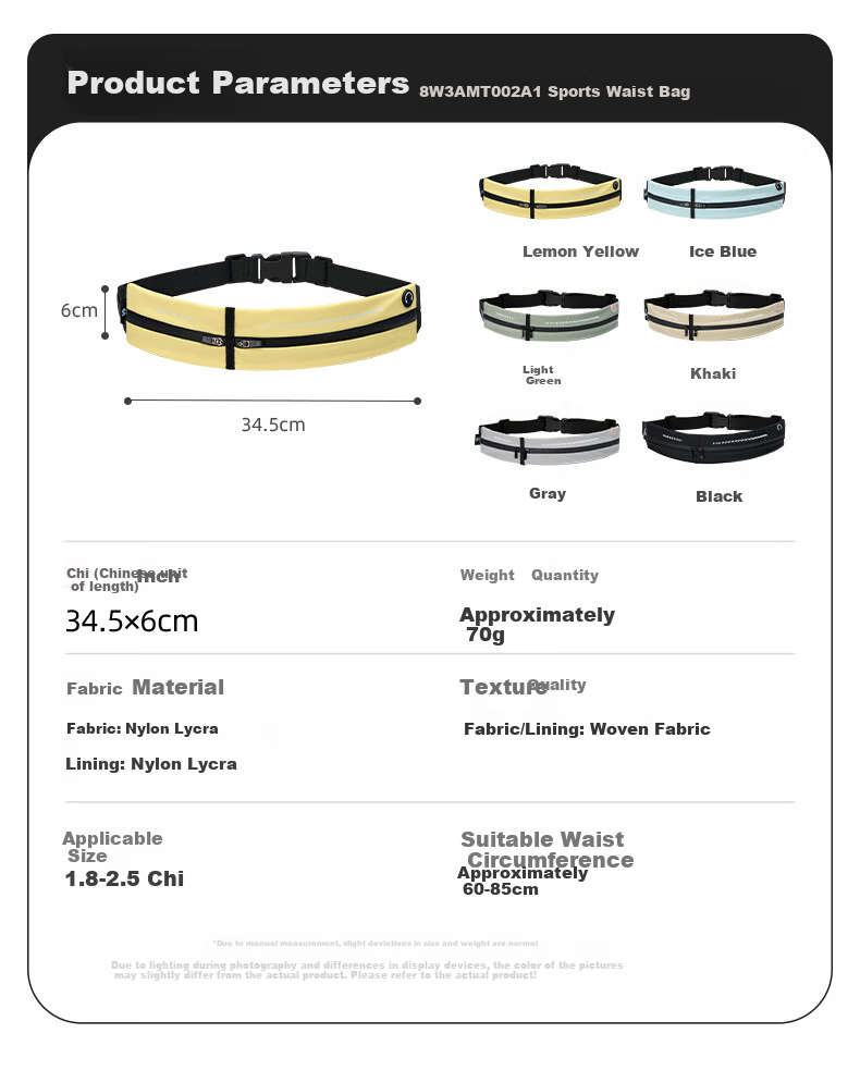CAMEL Sports Waist Bag Unisex Running Phone Waist Pack Fitness Mini Belt 8W3AMT002A Black 12