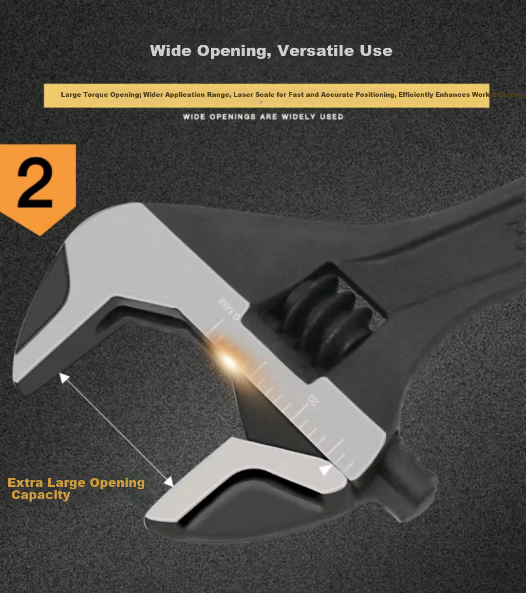 SATA Adjustable Wrench Industrial Grade Chrome Vanadium Steel Large Opening 6" 47122 7