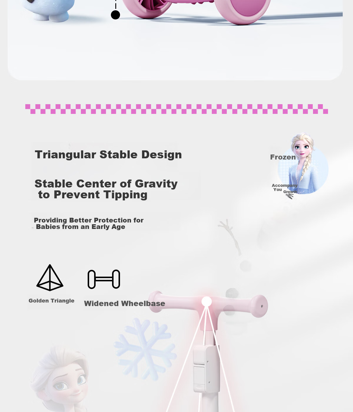 DISNEY Kids Scooter for Ages 1-3-6-12, Anti-Tip Toddler and Child Toy Scooter with Single Board and Light-Up Wheels 2
