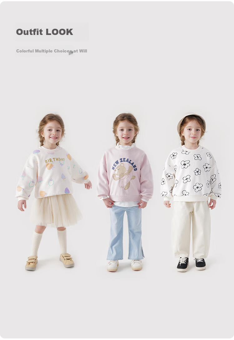 MARC&JANIE Girls' Sweatshirt Spring and Autumn Cartoon Print Loose Fit Sportswear Children's Top 240139 3