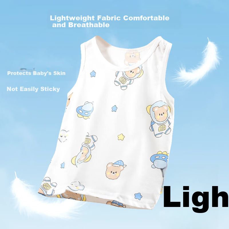 9i9 Children's Cotton Vest Summer Thin Sleeveless Top Boys Girls Baby Belly Protection Summer Clothes 0-2 Years