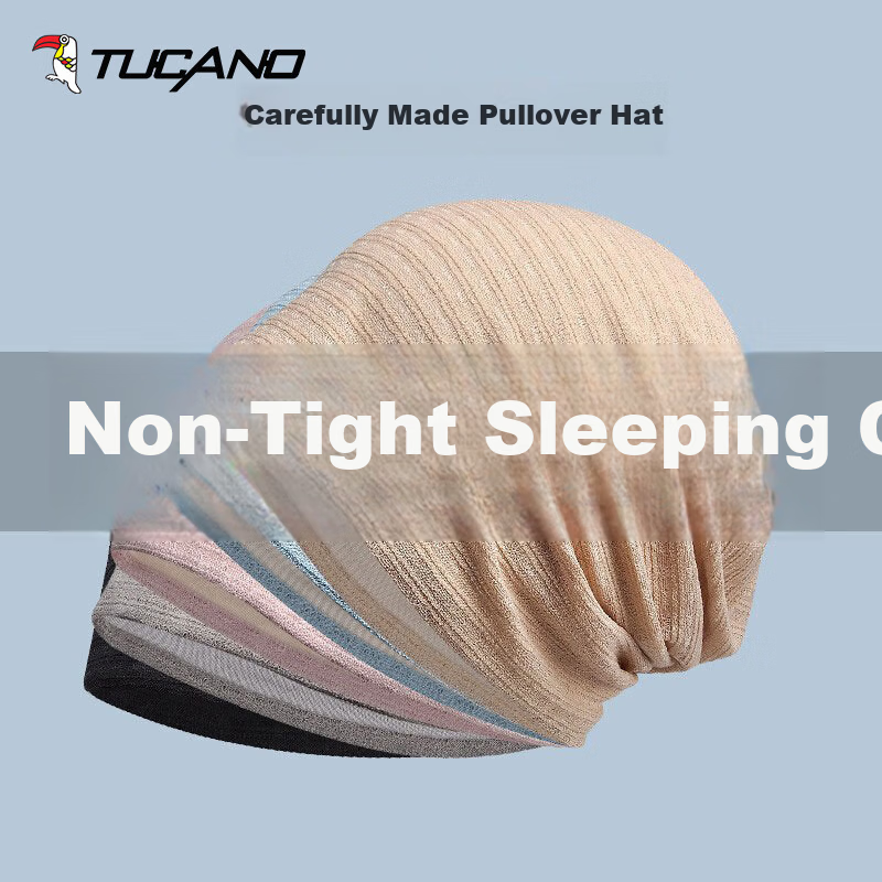 TUCANO Unisex Lightweight Sleep Cap Maternity Hat Pressure-Free Bald Cap Air-Conditioned Room Windproof Beanie Chemotherapy Hat