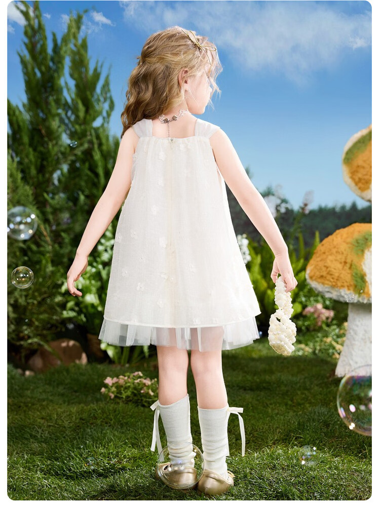 ASK JUNIOR Kids Summer Sleeveless Strap Dress Girls Princess Tulle Dress 12