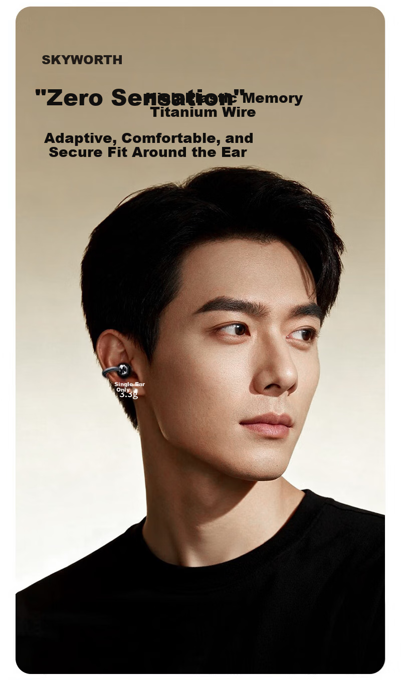 Skyworth S6 Sky Clip Aurora Black AI Version Bluetooth Clip-On Bone Conduction Open-Ear Wireless Sports Earphones New Year Gift 11