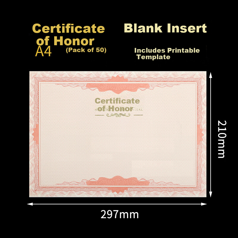 Gelite 50 Sheets Blank Certificate Paper Training Award Certificate Printable A4 Inner Pages Honor Certificate Core 12K Size Without Cover
