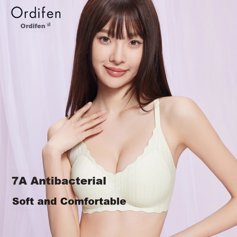 Ordifen Grade 7 Antibacterial Underwear Black Technology W-Shaped Soft Support Push-Up Side Breast Gathering Skin-Friendly Breathable Lace Sweet Bra
