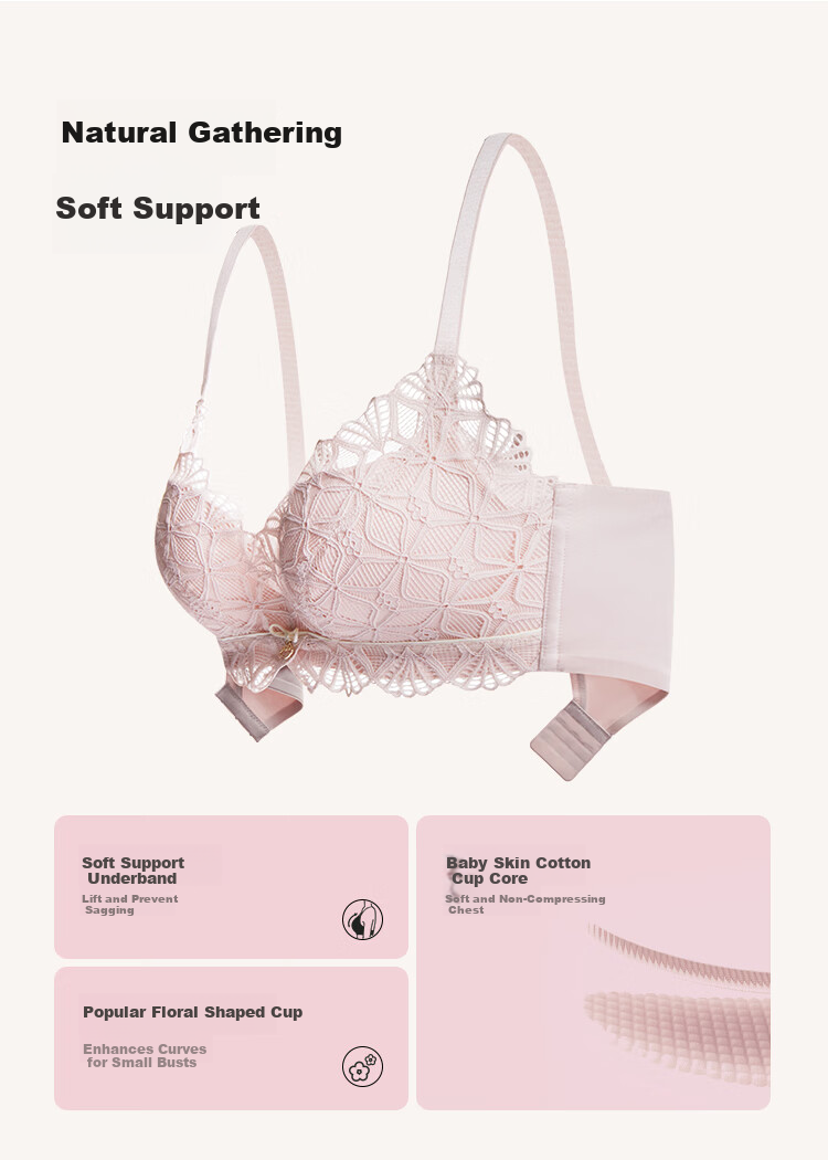 Dushiliren Lace Push-Up New Chinese-Style Bra Set Gift Box, Underwear Panties, Valentine's Day Gift for Girlfriend, 2B22E4 4