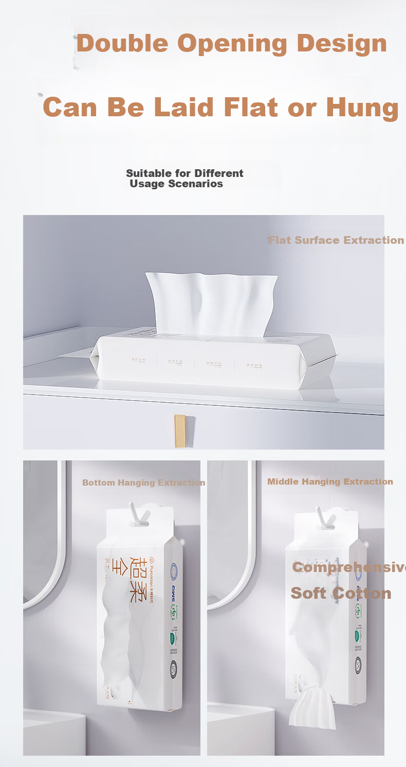 PurCotton [Sun Yingsha Edition] Cream Facial Wipes 60 Sheets/Pack*1 Thickened Hanging 100% Cotton Soft Towels 3