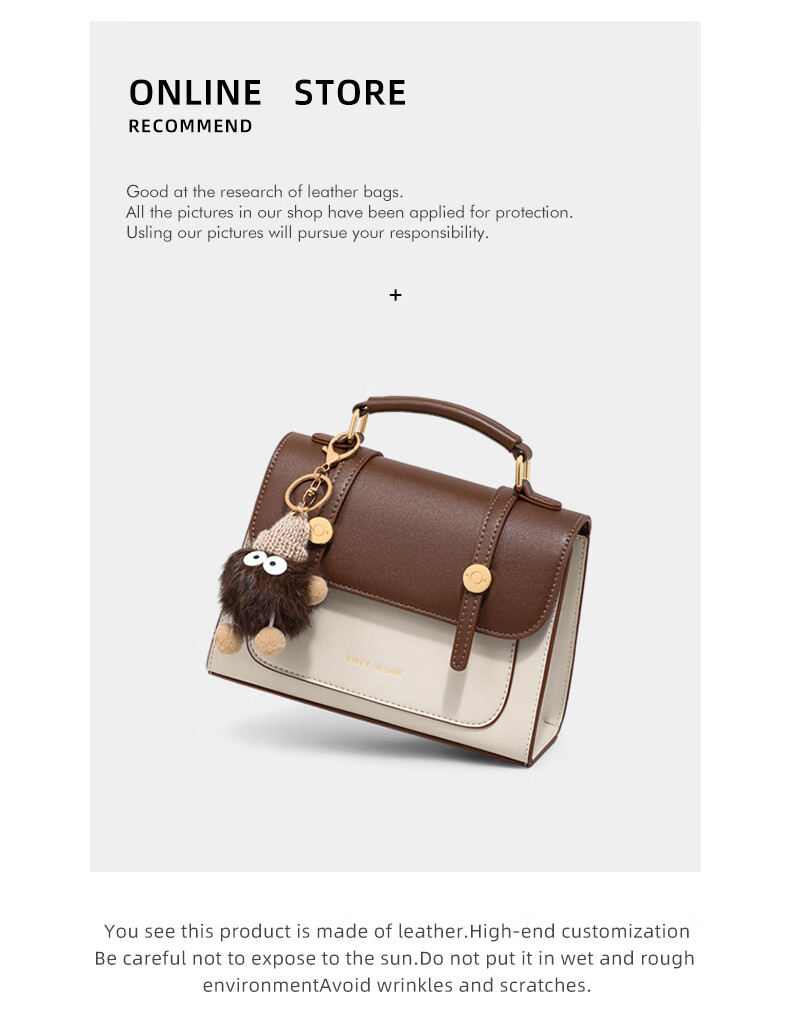 Viney Women's Handbag, Cowhide Crossbody Cambridge Bag, Light Luxury Shoulder Small Square Bag, Birthday Gift for Wife on May 20th, Present for Girlfriend 3