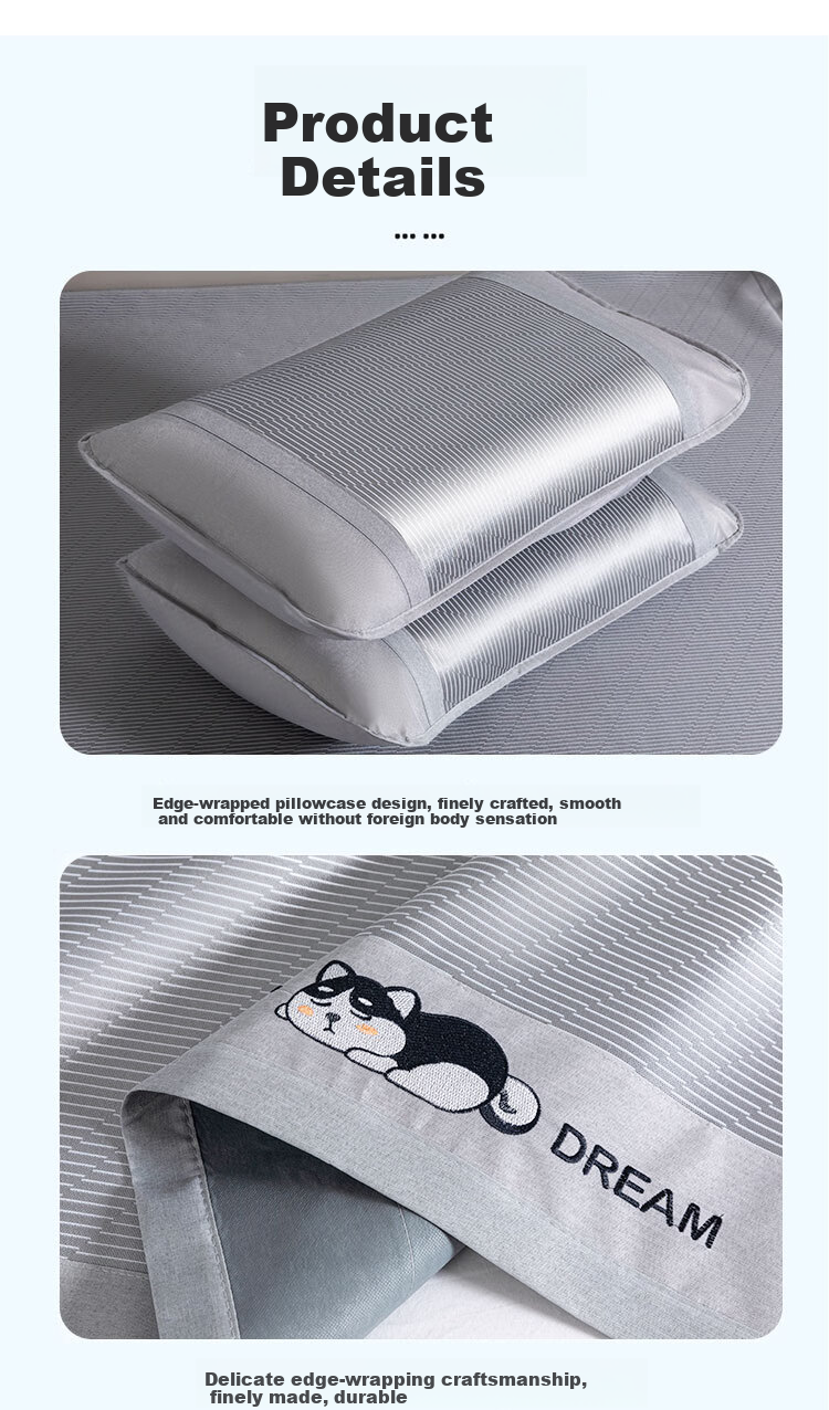 Nanjiren Summer Cooling Mat A-Class Antibacterial Carbon Fiber Ice Silk Mat Three-Piece Set Double Home Cooling Ice Silk Bed Sheet 1.8m Bed 5