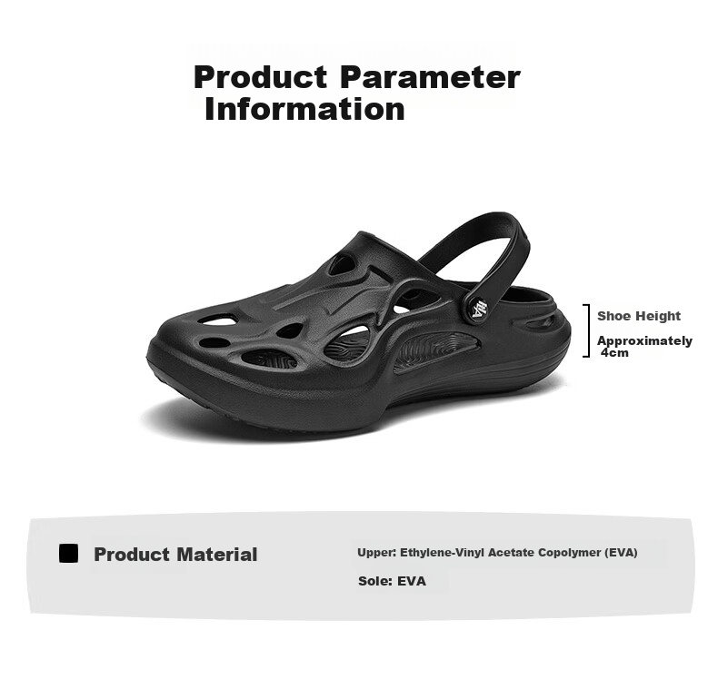 HLA Men's Sandals Hollow Toe Comfortable Slippers HAALXM2DBK120 Black Size 38/39 (Dual Size) 11