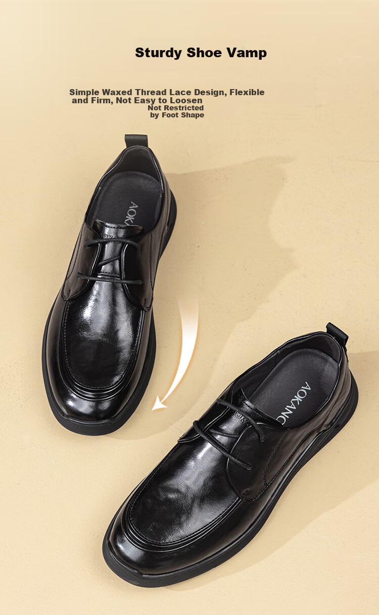 Aokang Men's Spring Autumn New Casual Leather Shoes Soft Sole Comfortable Dad Shoes Commuting Single Shoes Men's Work Leather Shoes MT 3