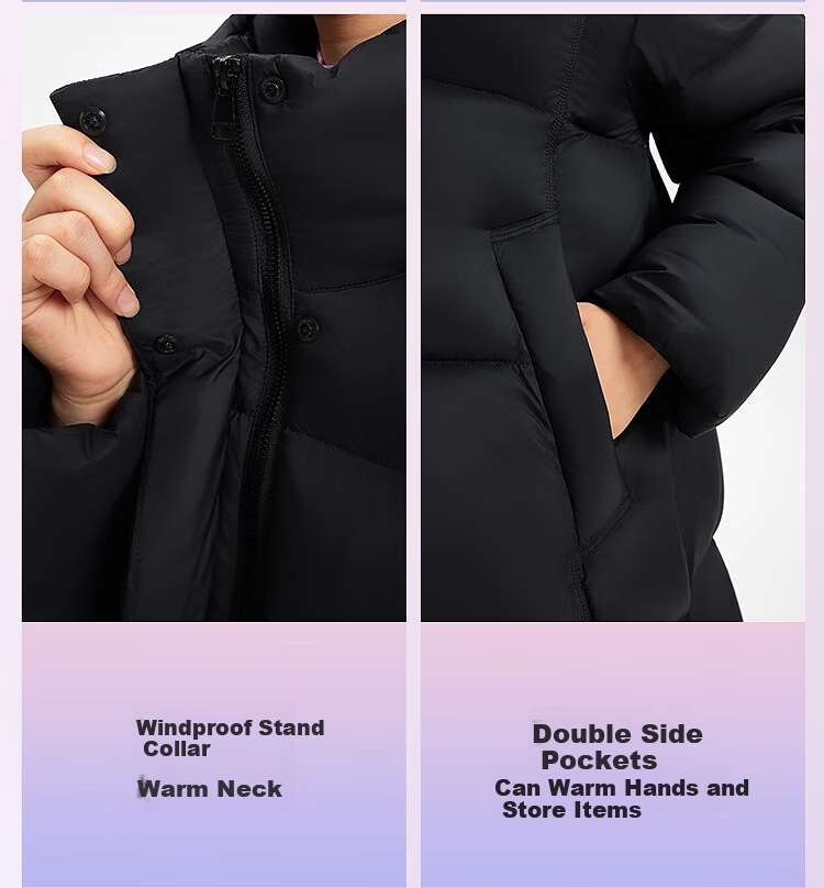 BOSIDENG Off-Season Women's Down Puff Jacket Winter 90% Down Thickened Detachable Hood Loose Extra Long Coat Mall Same Style 13
