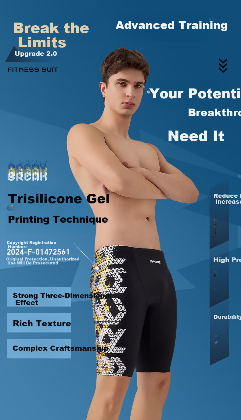 SWANS Men's Five-Point Swim Trunks Quick-Dry Chlorine-Resistant UV Protection Professional Training Swimwear Black XL 3