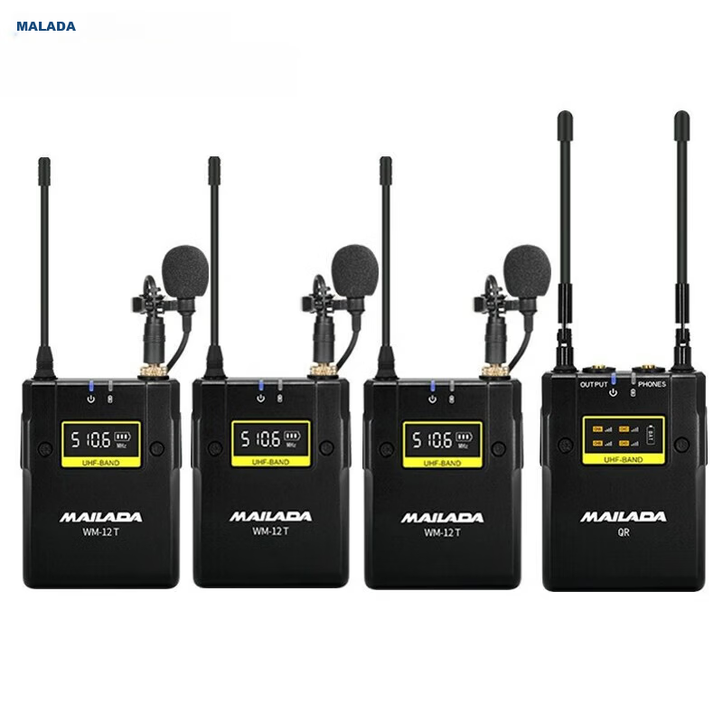 Mailada WM12P Wireless Lavalier Microphone 3-in-1 Wireless Clip-on Mic Mini Wireless Microphone for Interview Mobile Phone Recording Live Sound Equipment DSLR Camera Recording Mic Wireless Microphone