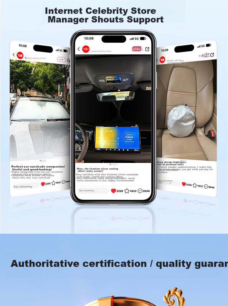 Jiabalan Car Sunshade Shield Heat Insulation Umbrella Curtain Front Windshield Window Sunshade Cover for Parking 17