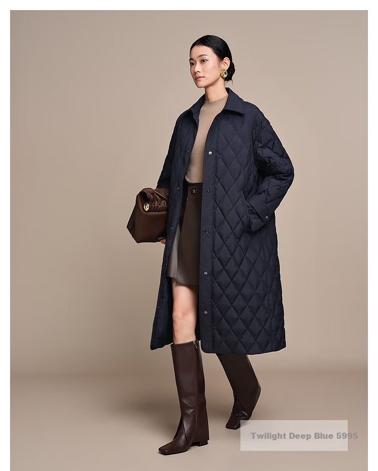 BOSIDENG Spring Autumn 90% Goose Down Lightweight Lapel Slim Fit Long Business Commuter Women's Coat 18
