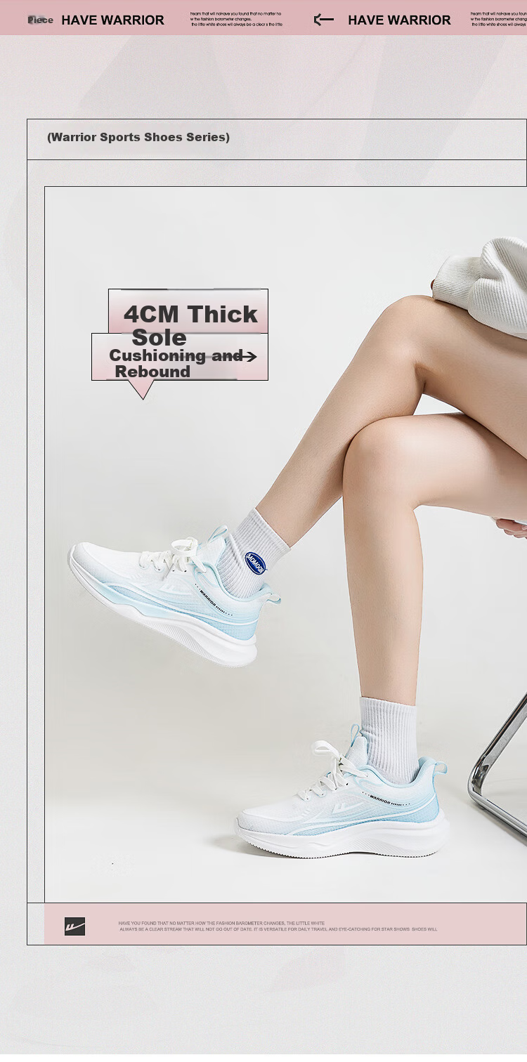 Warrior Official Women's Summer Flyknit Sports Shoes 2026 Women's Running Shoes White Pink (Leather) Size 37 3