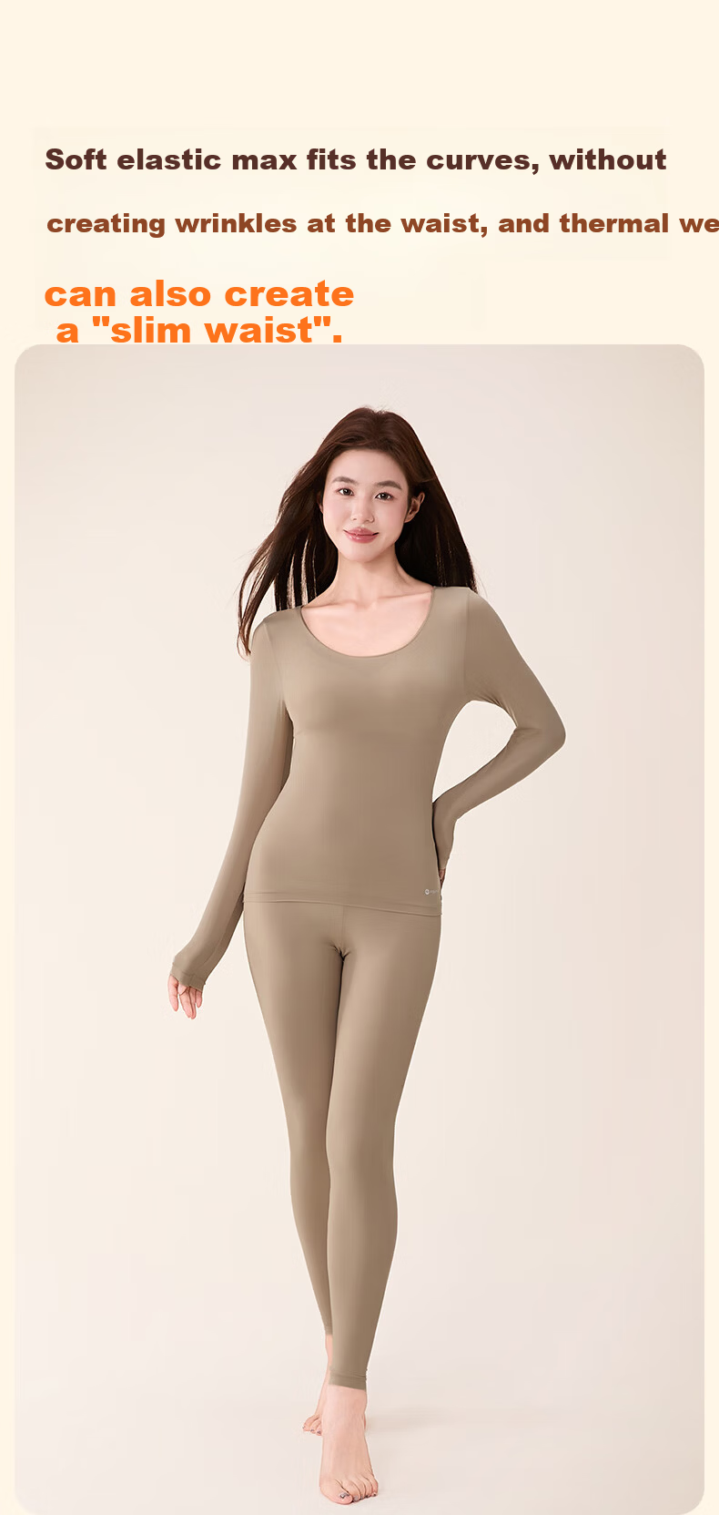 Fenteng Women's Thermal Underwear Ultra-Thin Base Layer 2025 Autumn Winter New Seamless Slim Fit Top and Bottom Set 14