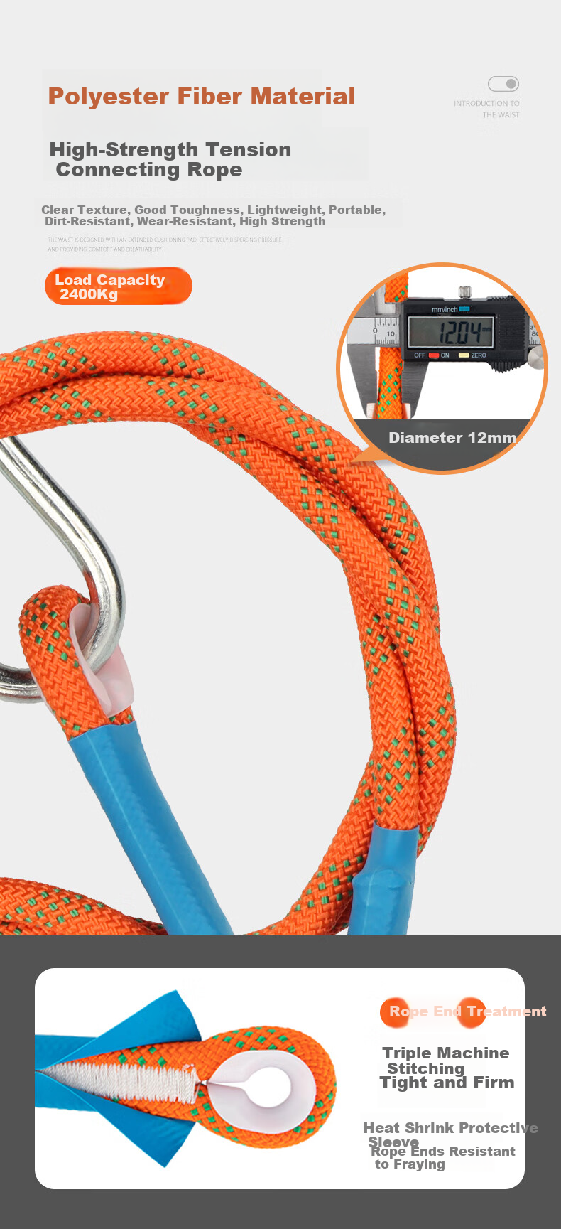 Locroyon Five-Point Safety Harness High-Altitude Work Safety Rope Full-Body Fall Arrest National Standard Safety Belt Double Small Hooks 1.8m with Shock Absorber Pack 11