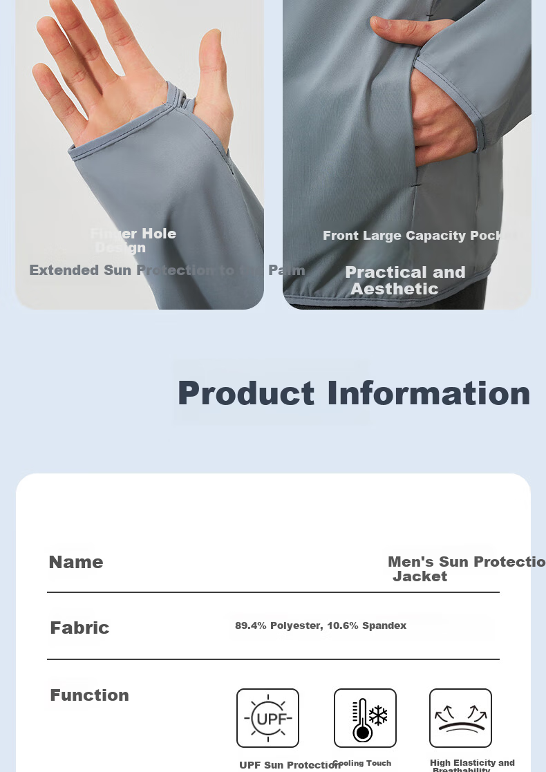 Langsha Men's Sunscreen Jacket Ice Silk Cooling Large Brim UV Protection Outdoor Lightweight Breathable Sun Protection Skin Jacket Fishing Shirt 5