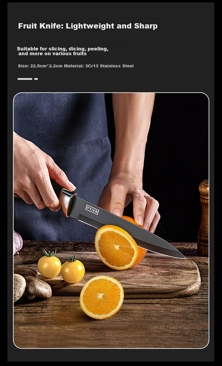 Weijian Black Blade Stainless Steel Pineapple And Watermelon Fruit Knife Set, Peeling Knife, Portable Three-Piece Set for Peeling Fruits And Vegetables, Kitchen Knife 9