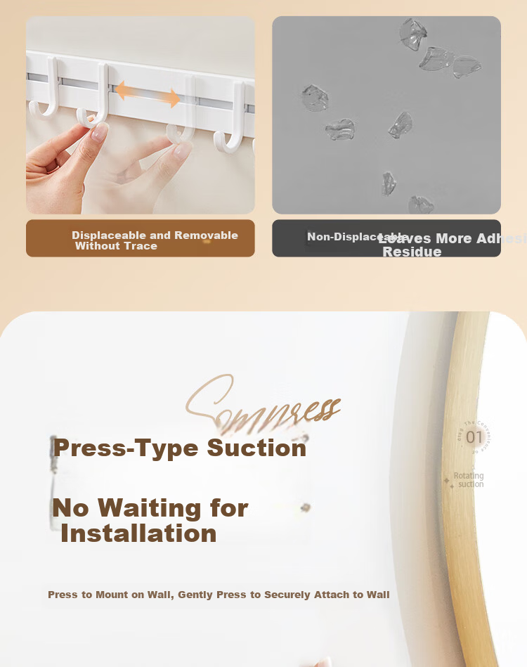 Ecoco Suction Cup Hook Door Hanging Strong Adhesive No Drilling Bathroom Kitchen Entryway Key and Hat Rack 25228 White 7