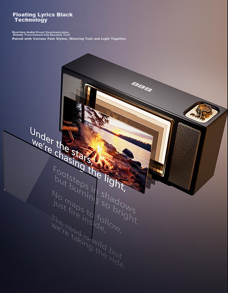 BBS V2 Floating Lyrics Subtitle Speaker HIFI Sound Quality Wireless Bluetooth Connection Desktop Transparent Visual Internet Celebrity Home Speaker Smart Creative Birthday Gift 7