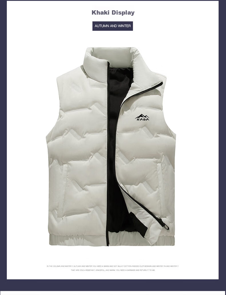 NASA MARVEL Men's Winter Down Vest Short Sleeveless Down Jacket Warm Black 2XL 6