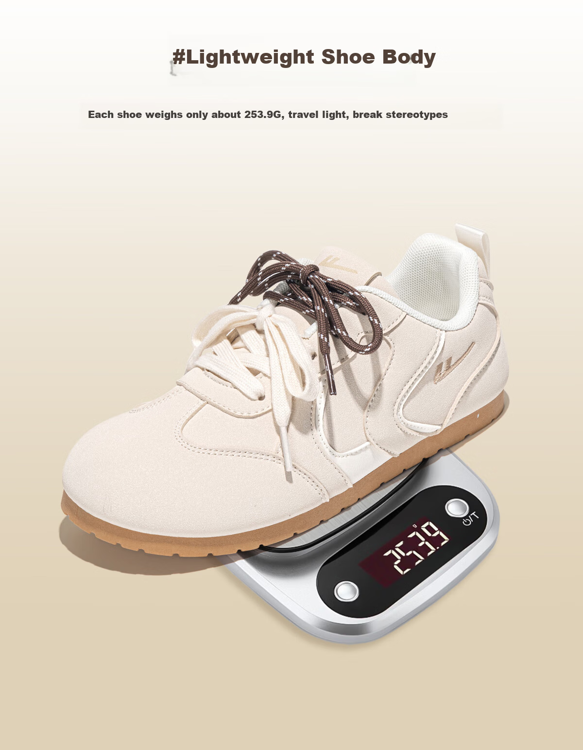 Warrior Women's Casual Ballet Style Sneakers Spring Summer Beige Size 40 Comfortable Soft Sole Fashion Versatile Shoes 13