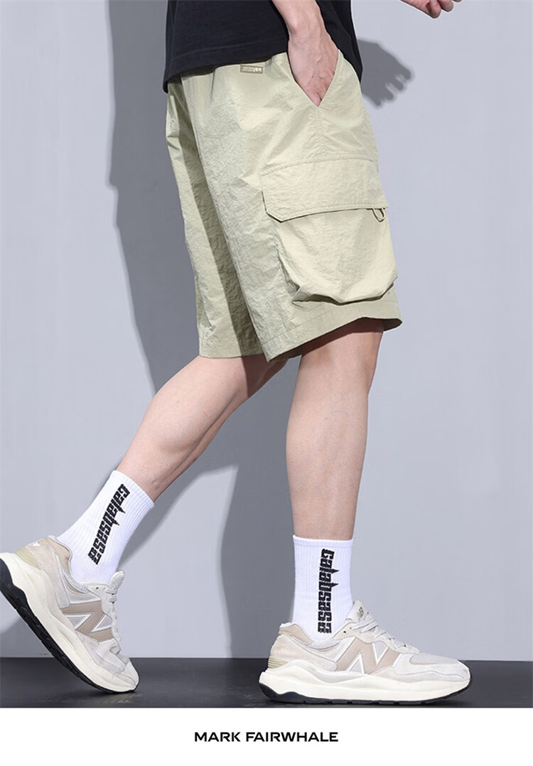 MARK FAIRWHALE Men's Summer American Style Cargo Cooling Lightweight Casual Loose Fit Five-Point Shorts, Military Green, M 8
