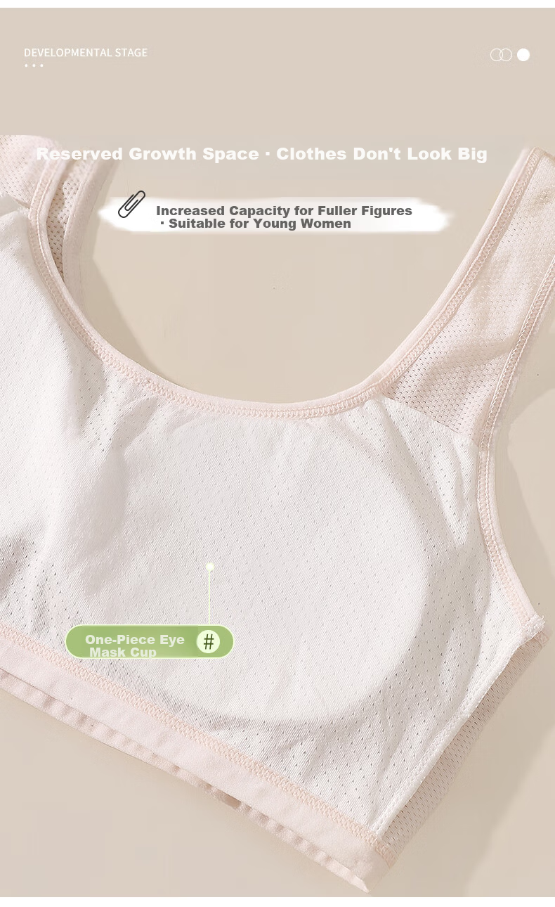 Ariel & Aurora Girls' Developmental Underwear Bra for Middle and High School Students Ages 12-16 Stage 2-3 White L 7